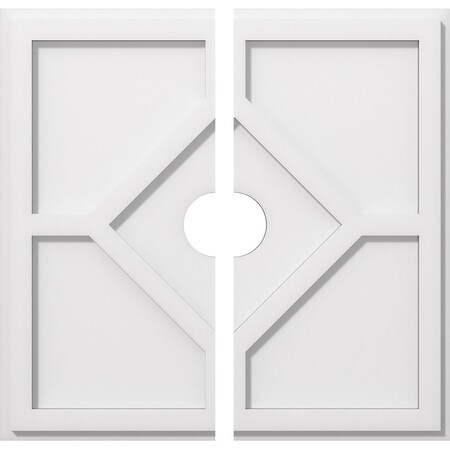 Ekena Millwork CMP20EY2-03000 20 in. OD x 3 in. ID Square Embry Architectural Grade PVC Contemporary Ceiling Medallion - 2 Piece